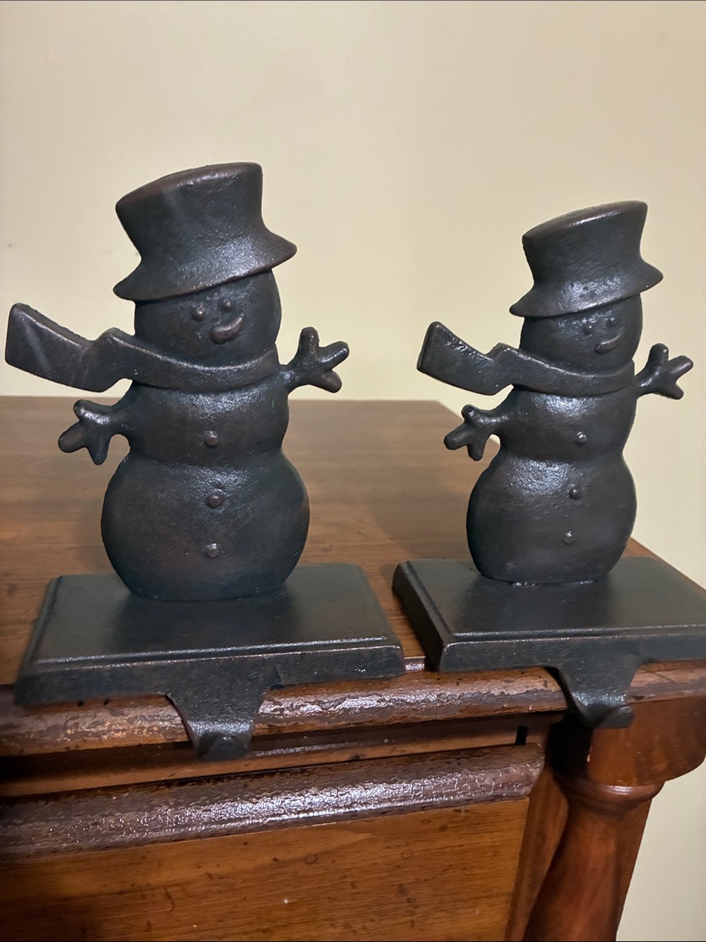 Cast Iron Snowman Stocking Holders (2)